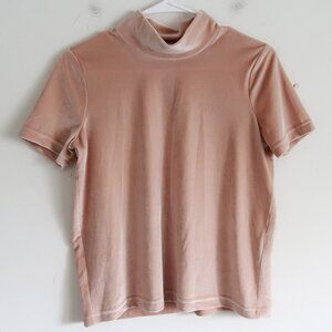 Madewell Blush Mock Neck Velour Top - Size XS